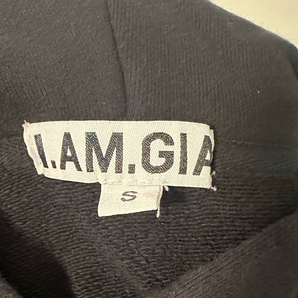 I.am.Gia Mercury Striped Cropped Hoodie Black Neon Reflective Oversized sz S - Picture 5 of 5